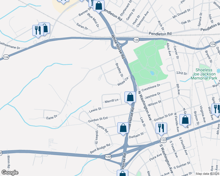 map of restaurants, bars, coffee shops, grocery stores, and more near 116 White Circle in Greenville