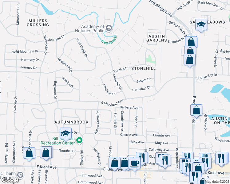 map of restaurants, bars, coffee shops, grocery stores, and more near 116 Sandstone Cove in Sherwood