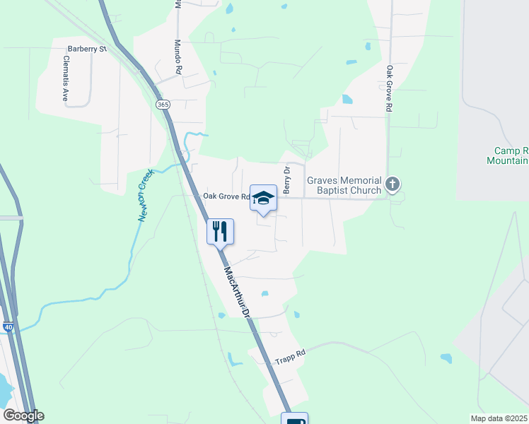 map of restaurants, bars, coffee shops, grocery stores, and more near 5720 Oak Grove Road in North Little Rock