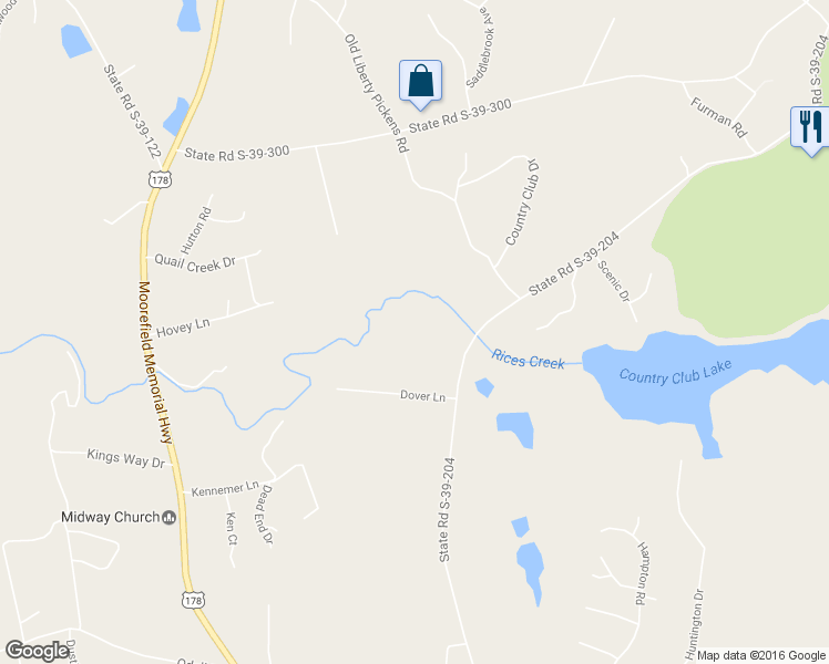 map of restaurants, bars, coffee shops, grocery stores, and more near 557 State Road S-39-204 in Liberty