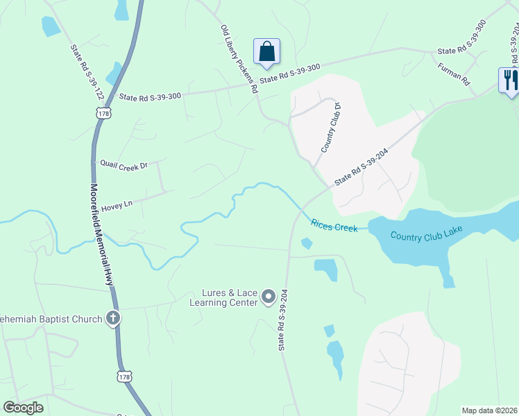 map of restaurants, bars, coffee shops, grocery stores, and more near 557 State Road S-39-204 in Liberty