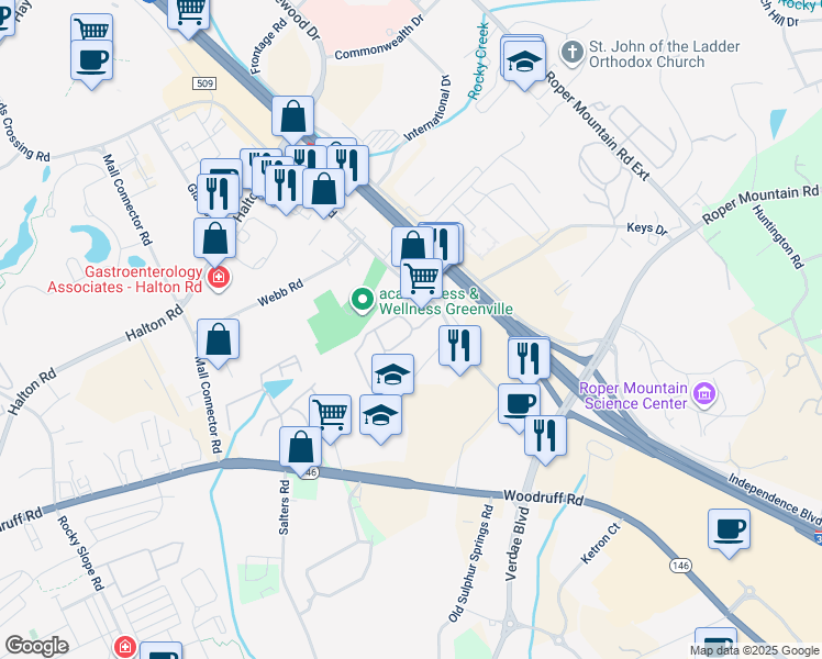 map of restaurants, bars, coffee shops, grocery stores, and more near 100 Gloucester Ferry Road in Greenville