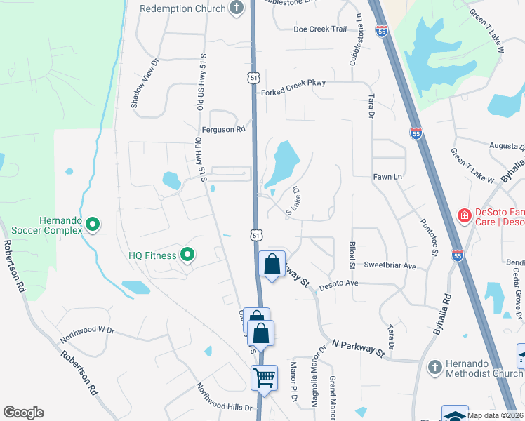 map of restaurants, bars, coffee shops, grocery stores, and more near 1255 Cross Creek Cove in Hernando