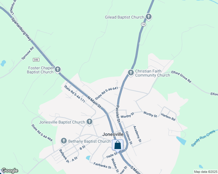 map of restaurants, bars, coffee shops, grocery stores, and more near 201-299 State Road S-44-641 in Jonesville