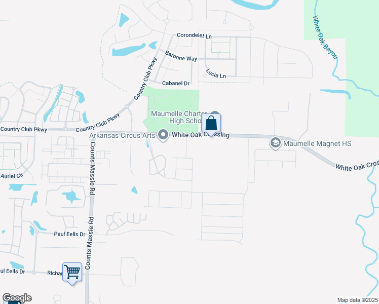 map of restaurants, bars, coffee shops, grocery stores, and more near 10411-10427 Fitzgerald Lane in North Little Rock