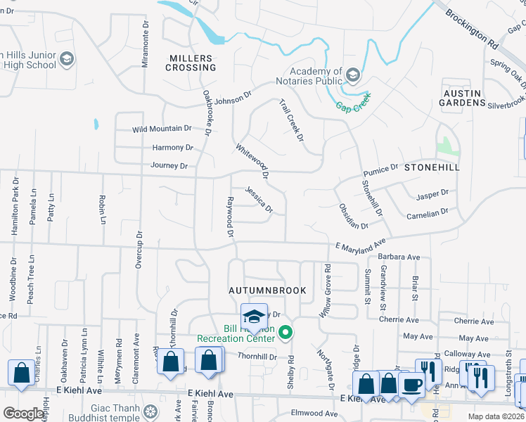 map of restaurants, bars, coffee shops, grocery stores, and more near 116 Jessica Drive in Sherwood
