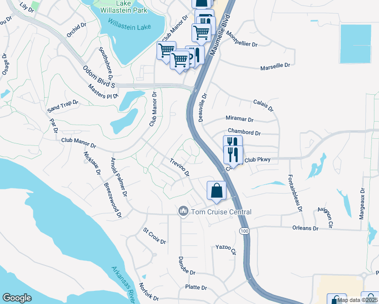 map of restaurants, bars, coffee shops, grocery stores, and more near 9 Sharondale Place in Maumelle