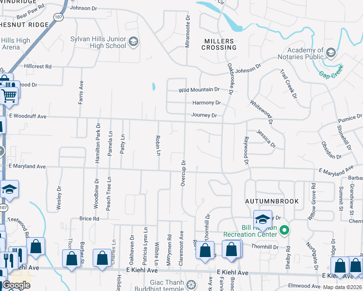 map of restaurants, bars, coffee shops, grocery stores, and more near in Sherwood