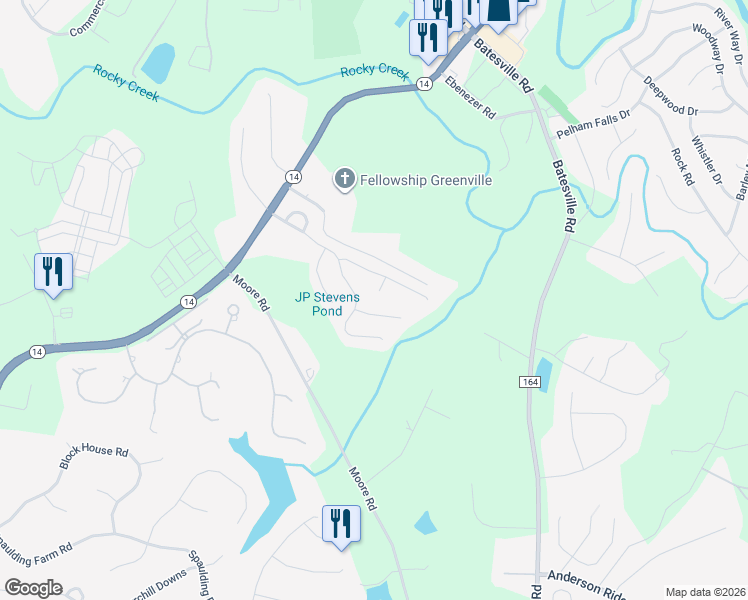 map of restaurants, bars, coffee shops, grocery stores, and more near 10 Lebar Court in Greenville
