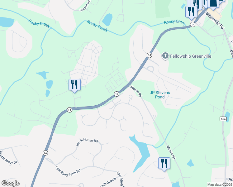 map of restaurants, bars, coffee shops, grocery stores, and more near 3324 South Carolina 14 in Greenville