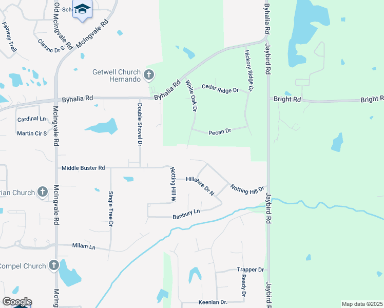 map of restaurants, bars, coffee shops, grocery stores, and more near 1646 Notting Hill Drive in Hernando