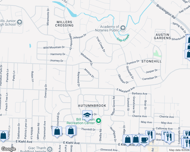map of restaurants, bars, coffee shops, grocery stores, and more near 116 Jessica Drive in Sherwood