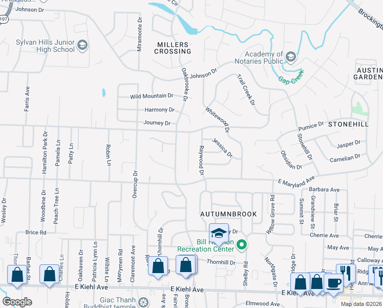 map of restaurants, bars, coffee shops, grocery stores, and more near 16 Hum Road in Sherwood