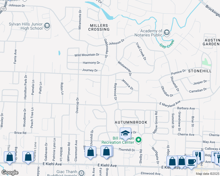 map of restaurants, bars, coffee shops, grocery stores, and more near 16 Hum Road in Sherwood
