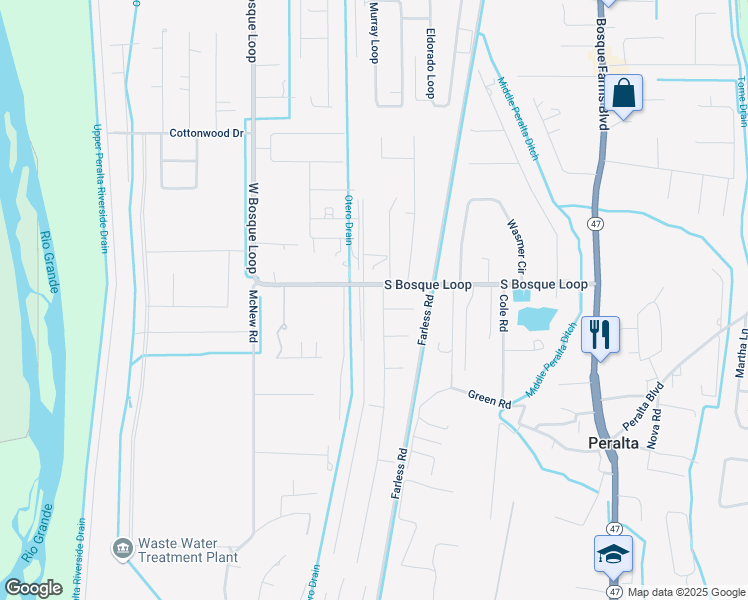 map of restaurants, bars, coffee shops, grocery stores, and more near 2235 Park Lane Drive in Bosque Farms