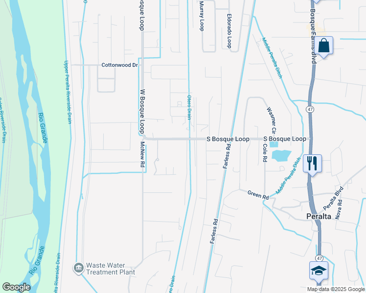 map of restaurants, bars, coffee shops, grocery stores, and more near 2215 Margaret Dr in Bosque Farms