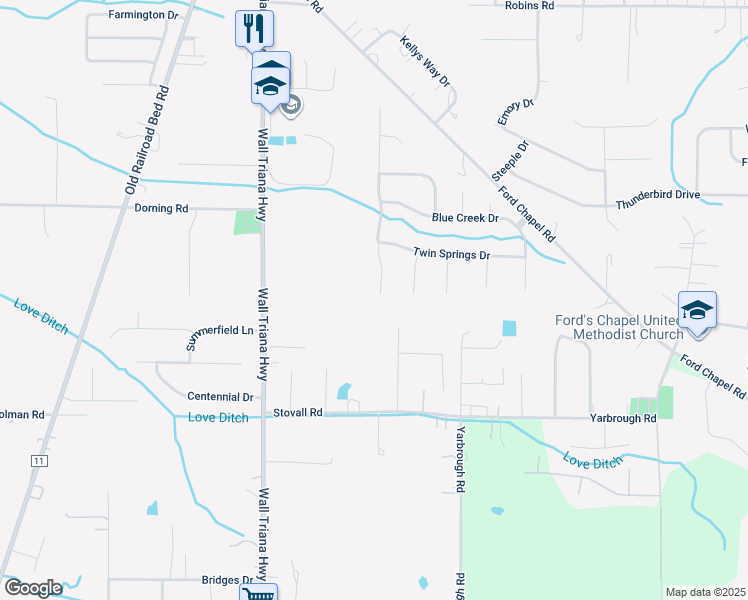 map of restaurants, bars, coffee shops, grocery stores, and more near 254 Waterbrook Lane in Harvest