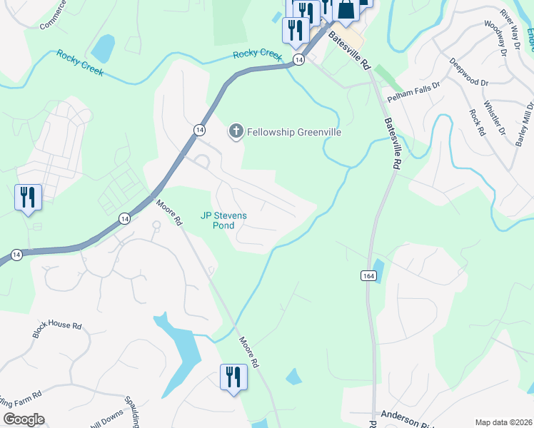 map of restaurants, bars, coffee shops, grocery stores, and more near 10 Lebar Court in Greenville