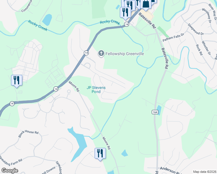 map of restaurants, bars, coffee shops, grocery stores, and more near 10 Lebar Court in Greenville