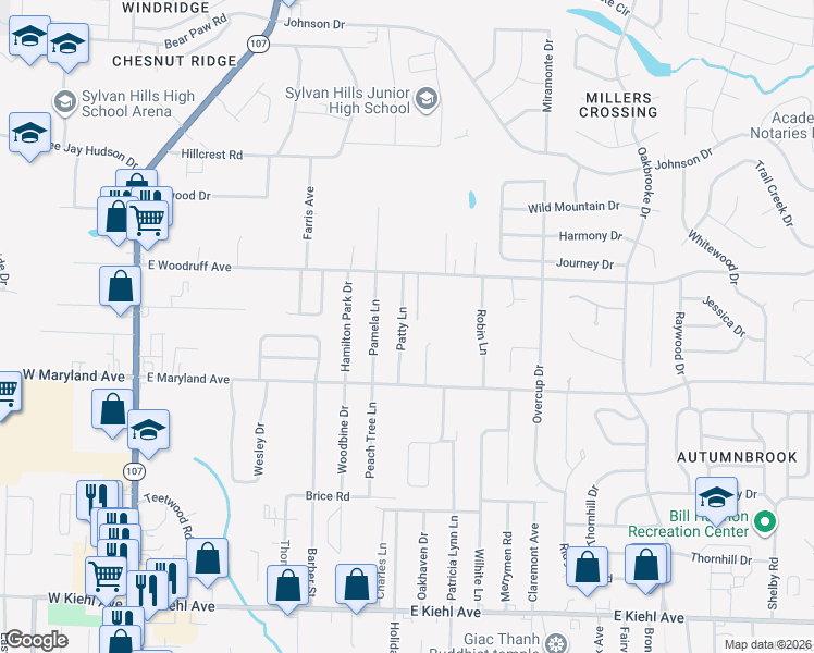map of restaurants, bars, coffee shops, grocery stores, and more near 20 Patty Lane in Sherwood
