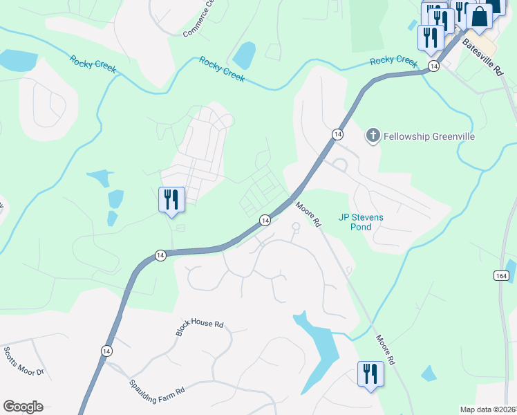 map of restaurants, bars, coffee shops, grocery stores, and more near 3324 South Carolina 14 in Greenville
