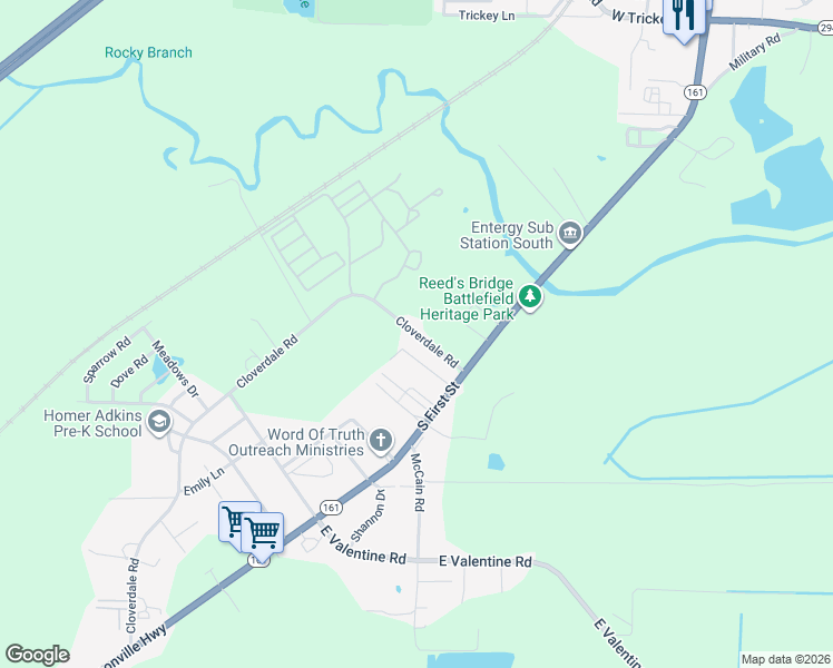 map of restaurants, bars, coffee shops, grocery stores, and more near 500 Cloverdale Road in Jacksonville