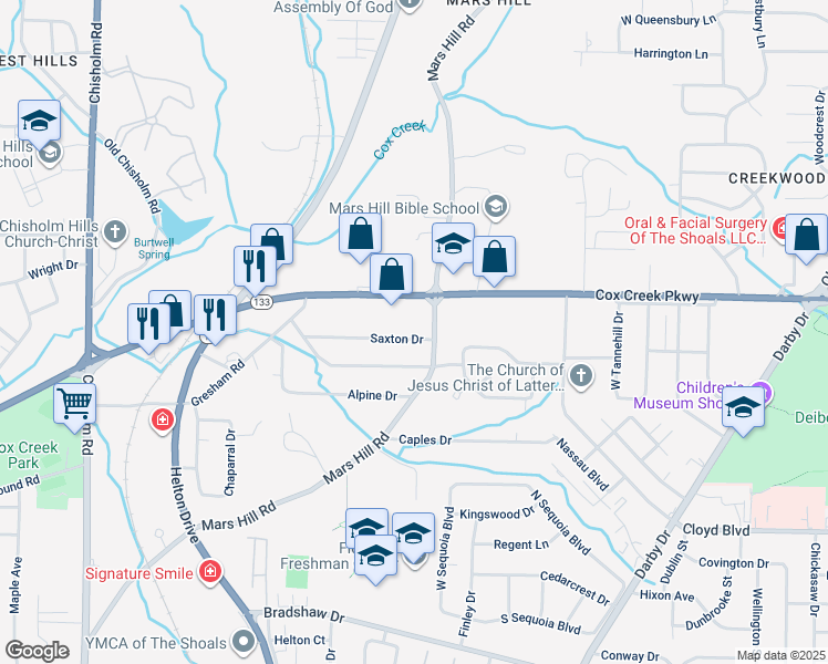 map of restaurants, bars, coffee shops, grocery stores, and more near 2004 Saxton Drive in Florence