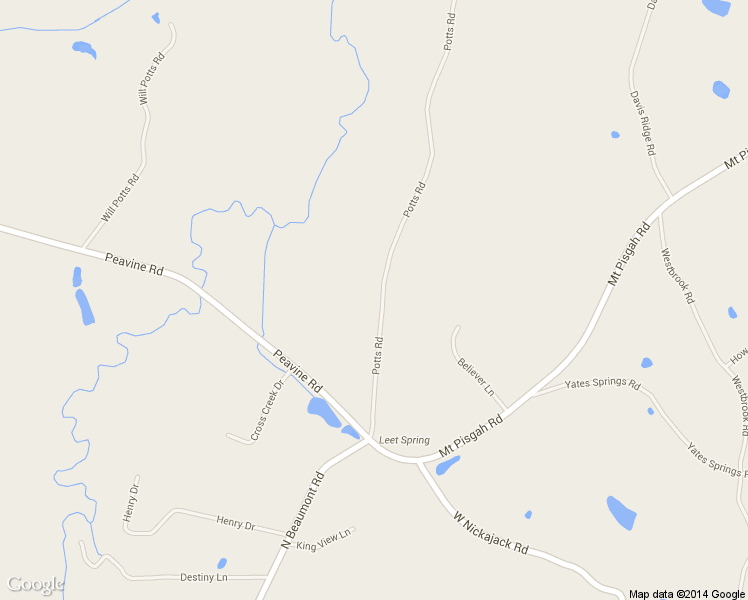 map of restaurants, bars, coffee shops, grocery stores, and more near 2488 Potts Road in Ringgold