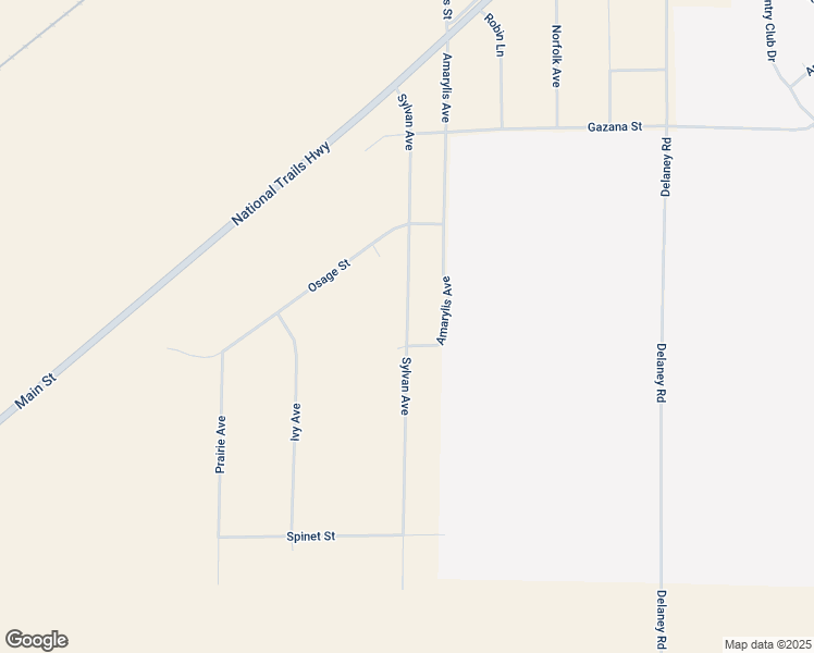 map of restaurants, bars, coffee shops, grocery stores, and more near Sylvan Avenue in Barstow