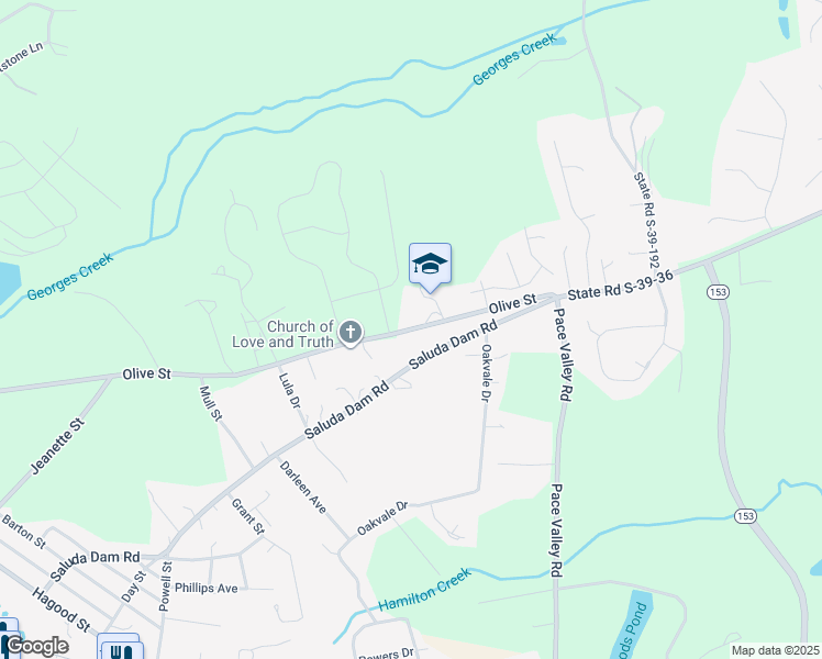 map of restaurants, bars, coffee shops, grocery stores, and more near 1127 Olive Street in Easley