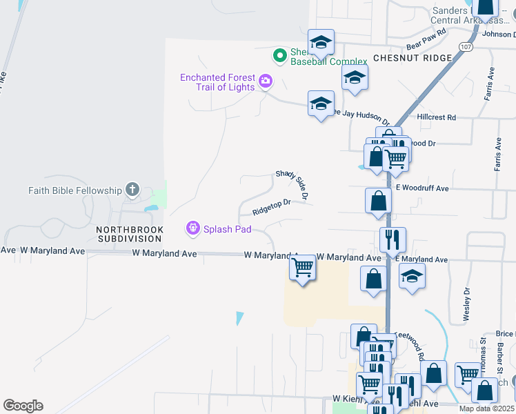 map of restaurants, bars, coffee shops, grocery stores, and more near 3049 Woodruff Creek Drive in Sherwood