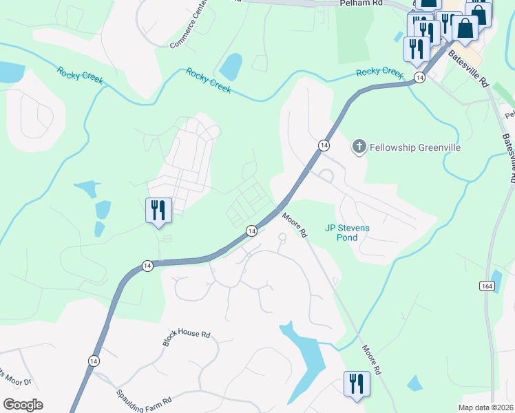 map of restaurants, bars, coffee shops, grocery stores, and more near 3252 South Carolina 14 in Greenville