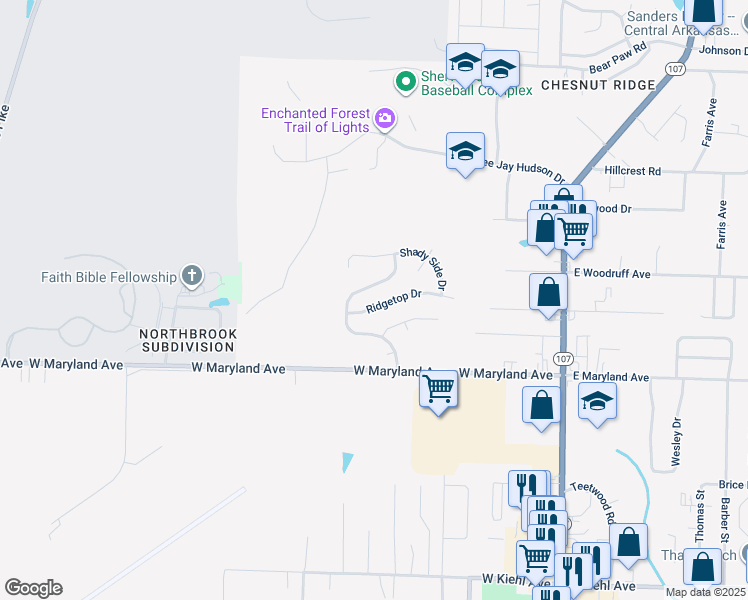 map of restaurants, bars, coffee shops, grocery stores, and more near 3049 Woodruff Creek Drive in Sherwood
