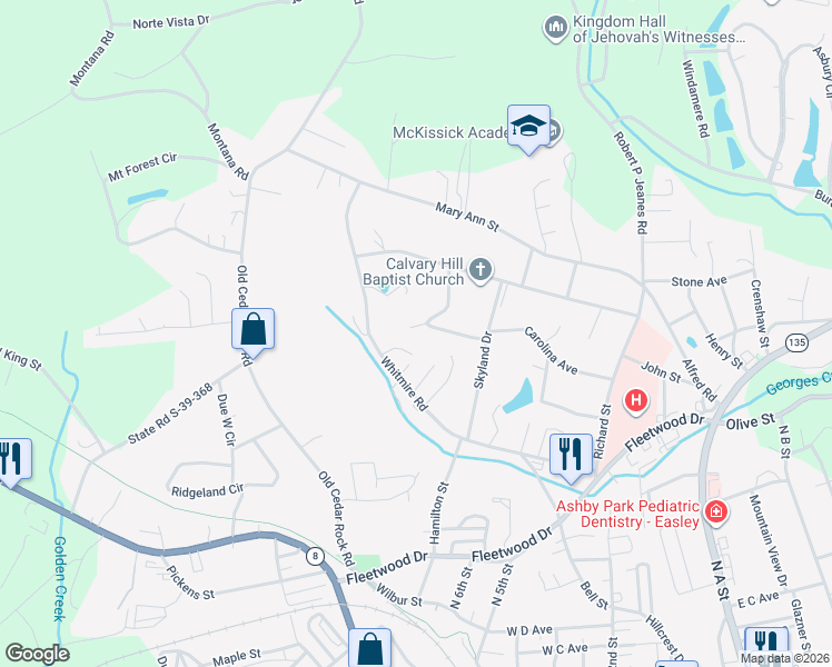 map of restaurants, bars, coffee shops, grocery stores, and more near 140 Wedgewood Court in Easley