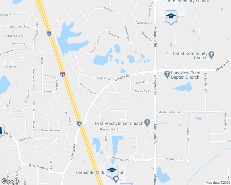 map of restaurants, bars, coffee shops, grocery stores, and more near 683 Rowan Oak Place in Hernando