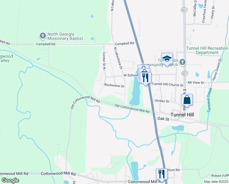 map of restaurants, bars, coffee shops, grocery stores, and more near 158 Handcar Way in Tunnel Hill