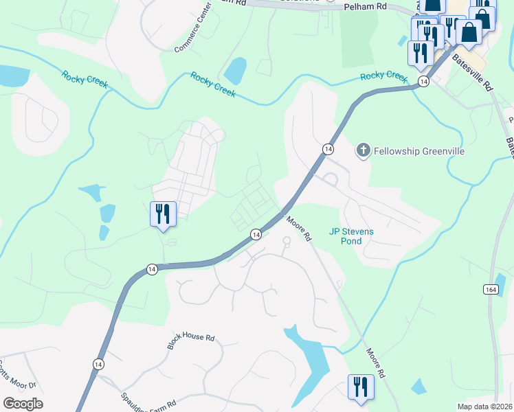 map of restaurants, bars, coffee shops, grocery stores, and more near 3252 South Carolina 14 in Greenville