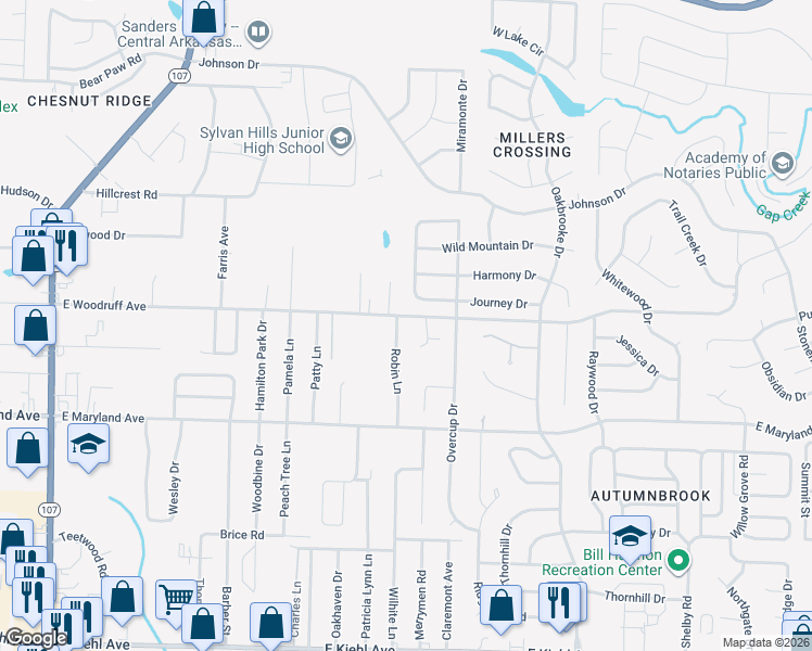 map of restaurants, bars, coffee shops, grocery stores, and more near 1318 East Woodruff Avenue in Sherwood