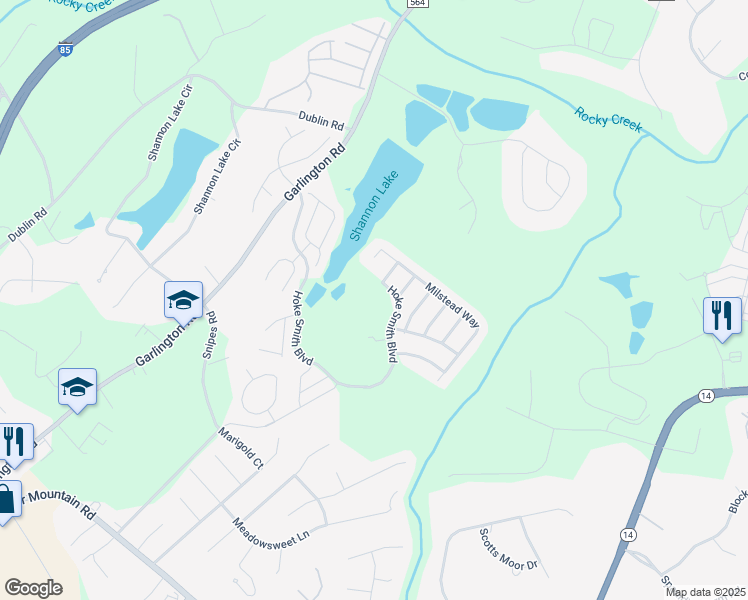 map of restaurants, bars, coffee shops, grocery stores, and more near 1 Hoke Smith Boulevard in Greenville