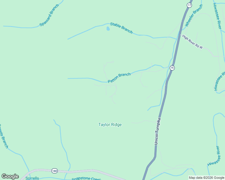 map of restaurants, bars, coffee shops, grocery stores, and more near 1275 Taylor Road in Hiawassee