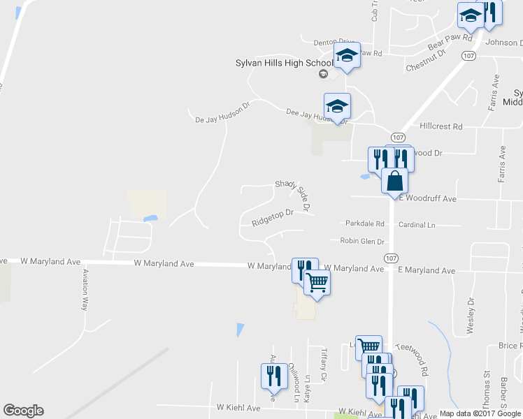 map of restaurants, bars, coffee shops, grocery stores, and more near 3049 Woodruff Creek Drive in Sherwood