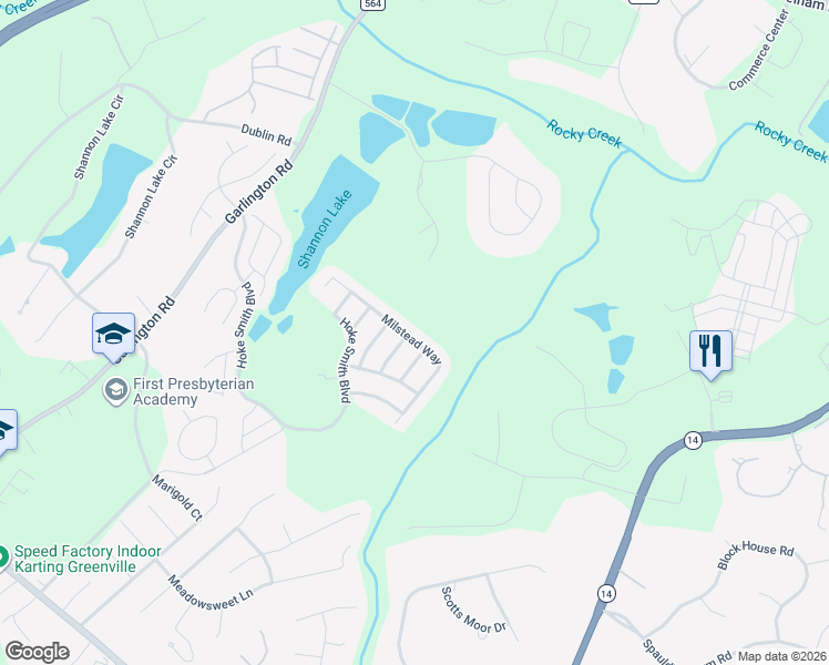 map of restaurants, bars, coffee shops, grocery stores, and more near 301 Milstead Way in Greenville