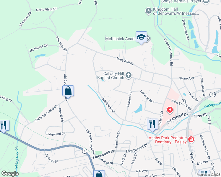 map of restaurants, bars, coffee shops, grocery stores, and more near 140 Wedgewood Court in Easley