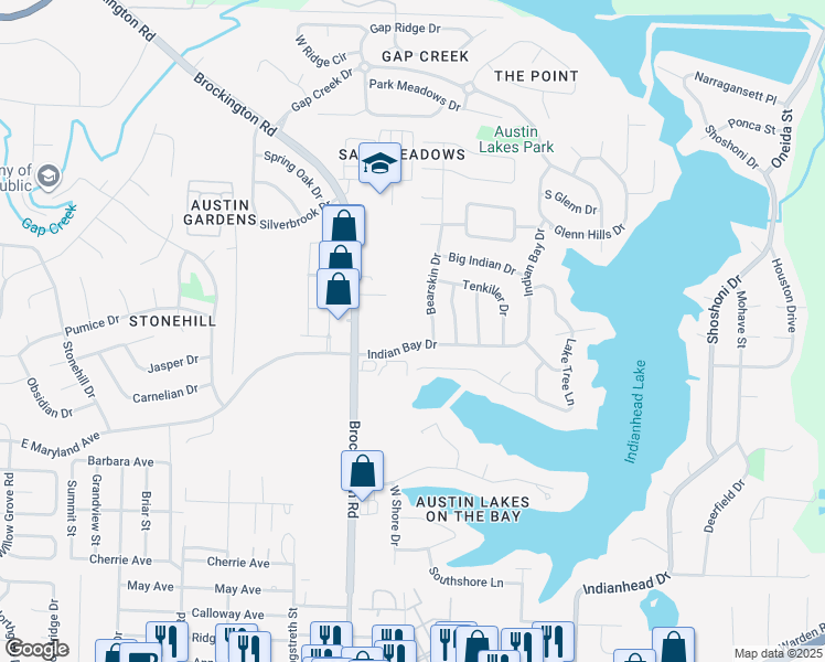 map of restaurants, bars, coffee shops, grocery stores, and more near 251 Indian Bay Drive in Sherwood