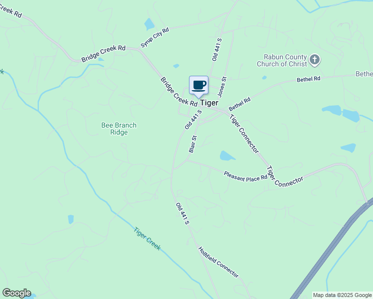 map of restaurants, bars, coffee shops, grocery stores, and more near 164 Blair Street in Tiger