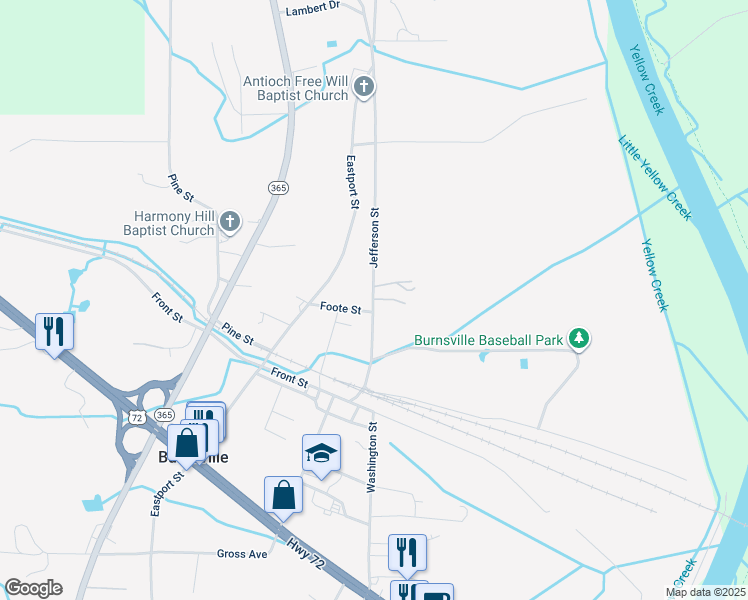 map of restaurants, bars, coffee shops, grocery stores, and more near 28 Jefferson Street in Burnsville