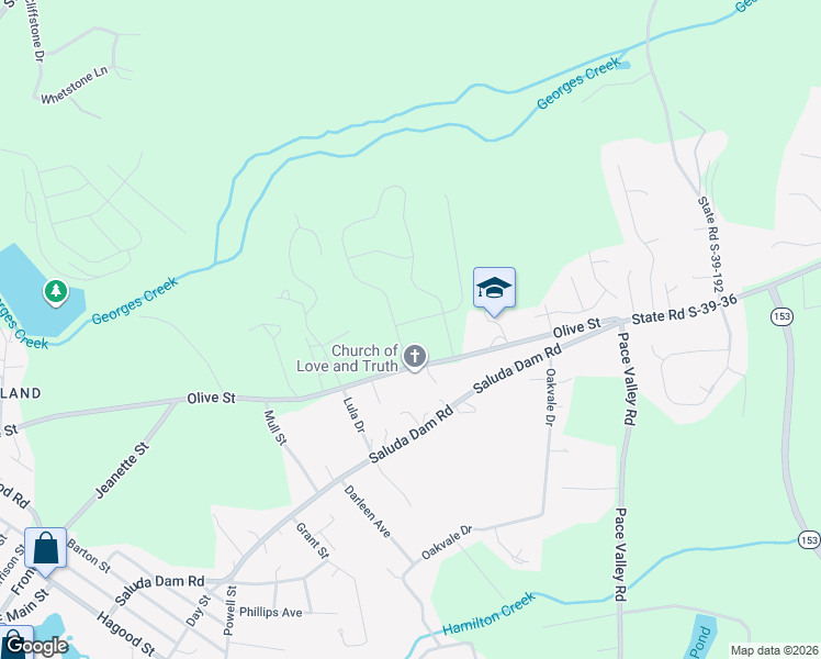 map of restaurants, bars, coffee shops, grocery stores, and more near 1044 Olive Street in Easley