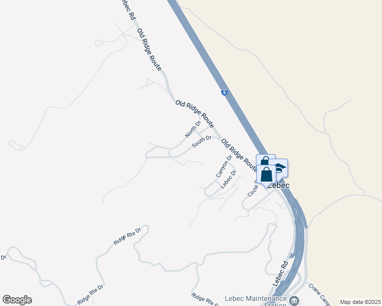 map of restaurants, bars, coffee shops, grocery stores, and more near 432 South Drive in Lebec