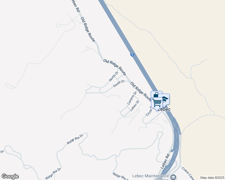 map of restaurants, bars, coffee shops, grocery stores, and more near 432 South Drive in Lebec