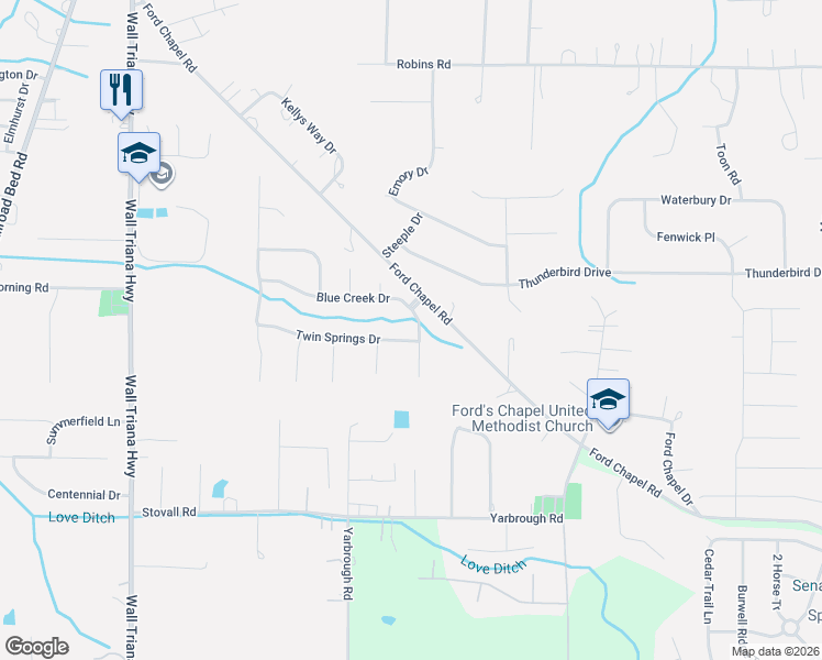 map of restaurants, bars, coffee shops, grocery stores, and more near 289 Blue Creek Drive in Harvest